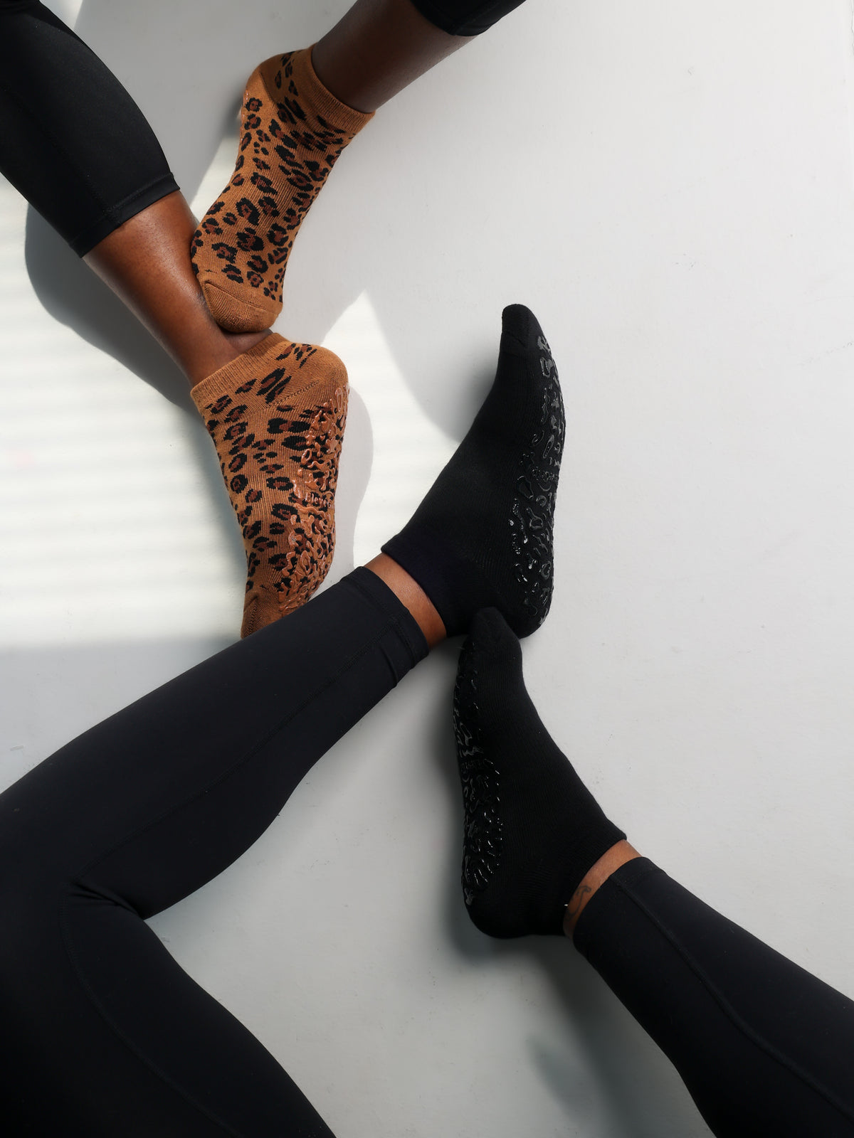 Essentials Duo — Black & Leopard Grip Socks Set (2 Pairs)