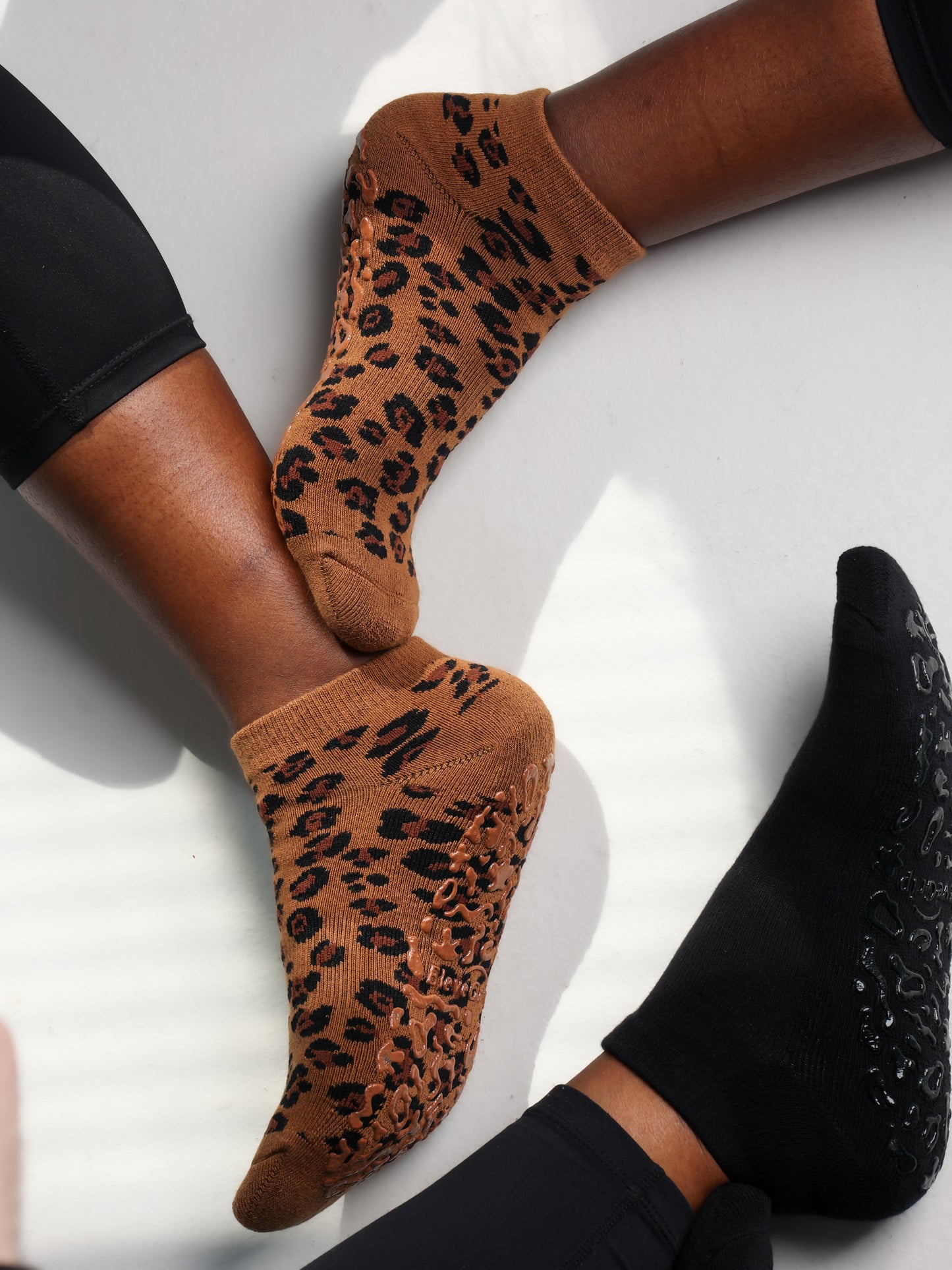 Essentials Duo — Black & Leopard Grip Socks Set (2 Pairs)