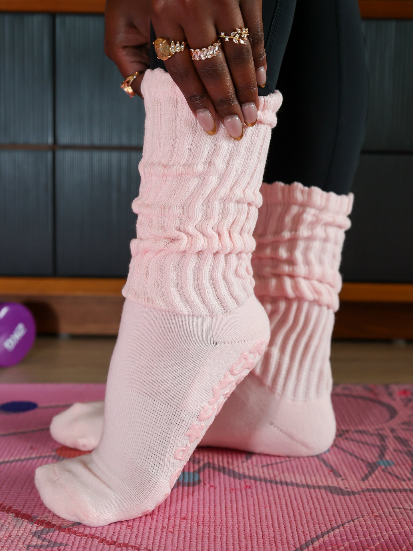 La Vie en Rose — Pink Slouch Grip Socks | Cotton